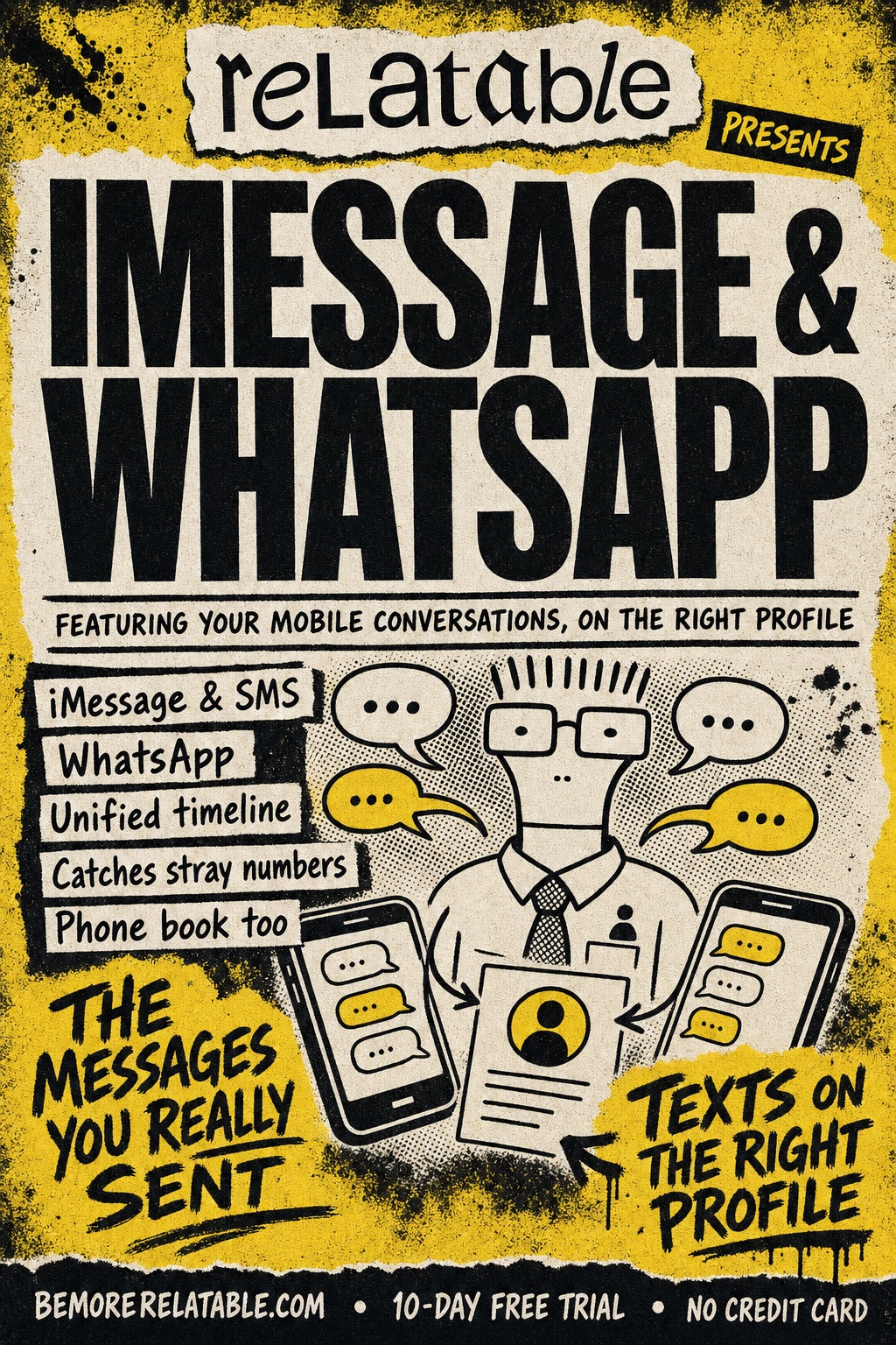 iMessage & WhatsApp — Relatable gig poster